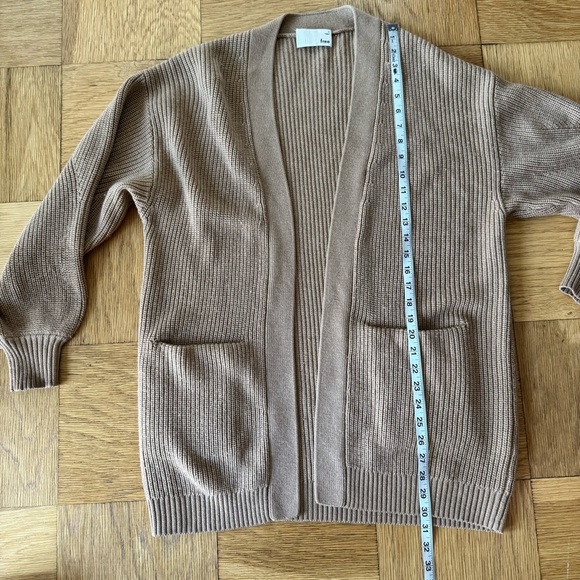 Aritzia Wilfred Free Size Small Rourke Cardigan Sweater Open Knit Ribbed Camel - Picture 5 of 7